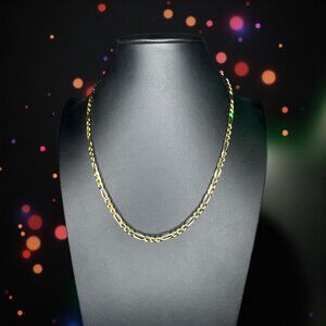 20" Gold Figaro Chain Necklace – Classic Link Design, Unisex, Lobster Clasp